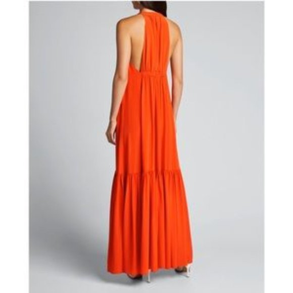 Tibi Pleated Silk-Chiffon Halterneck Dress size 12 - Picture 3 of 4